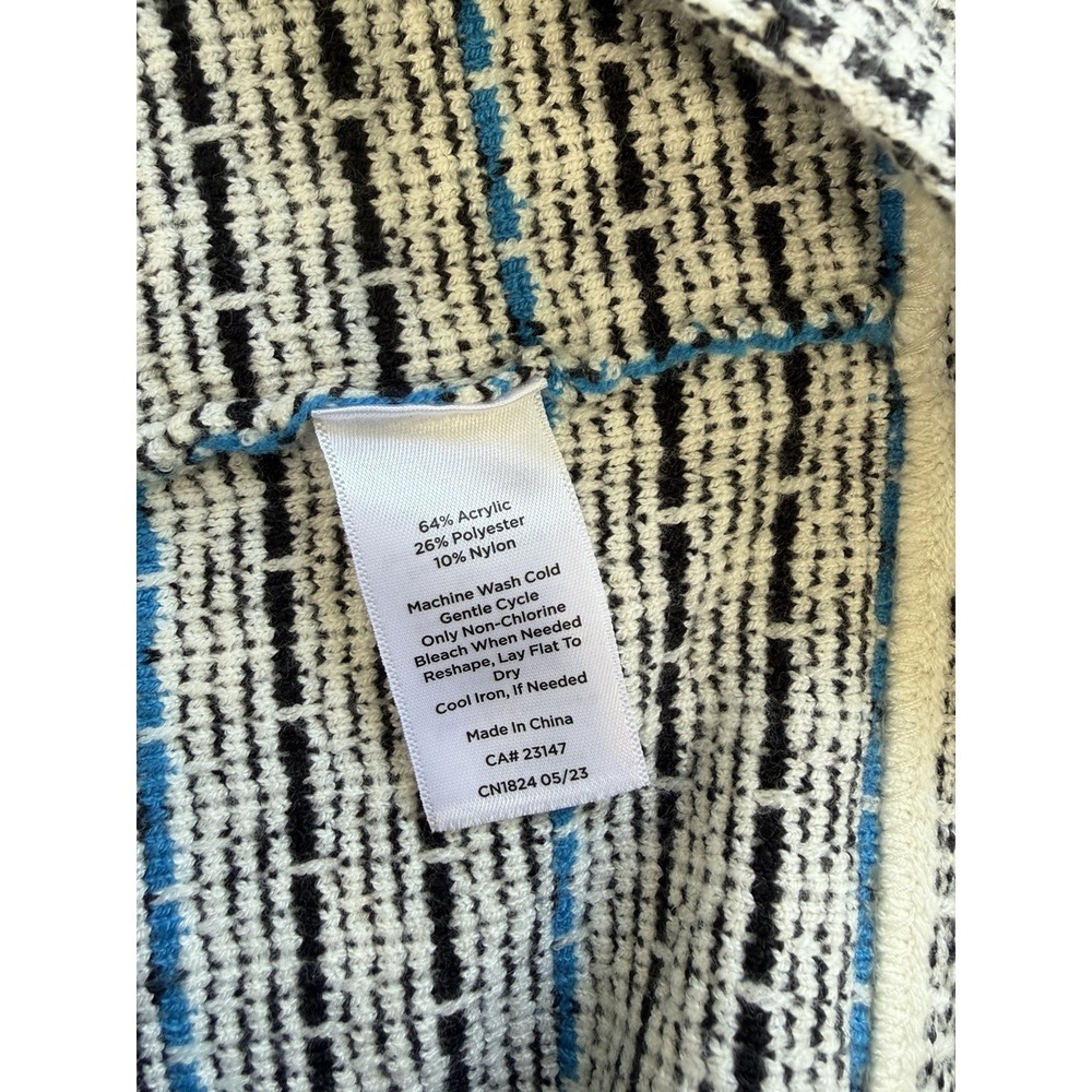 Talbots Textured Tweed Mini Skirt Blue Stripe Knit Career Size 12 Preppy - Picture 5 of 7